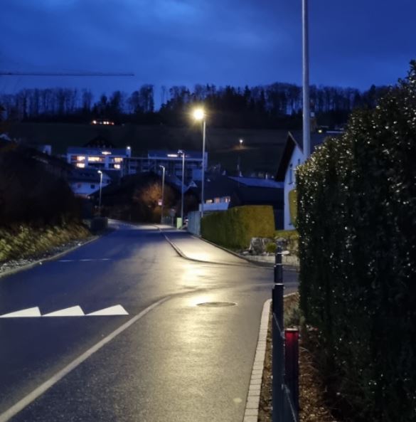 Strasse in Eschenbach SG mit intelligenter Beleuchtung